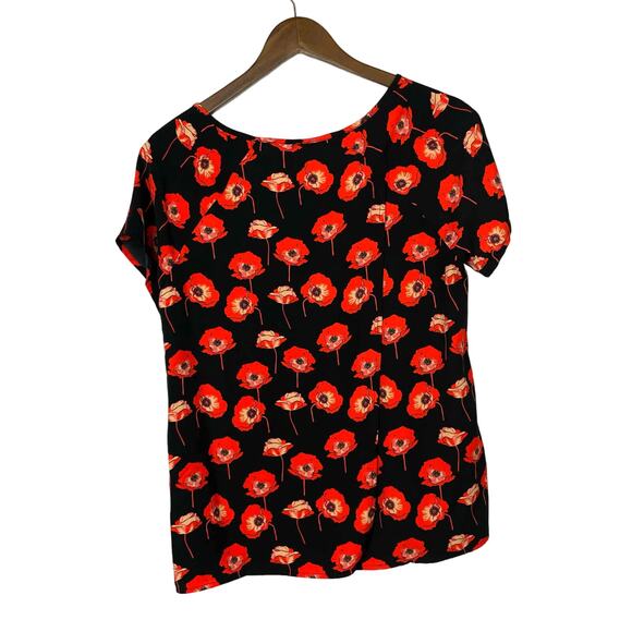 Cabi #3251 | Flanders Orange Poppy Floral Split Back Blouse - Picture 4 of 10